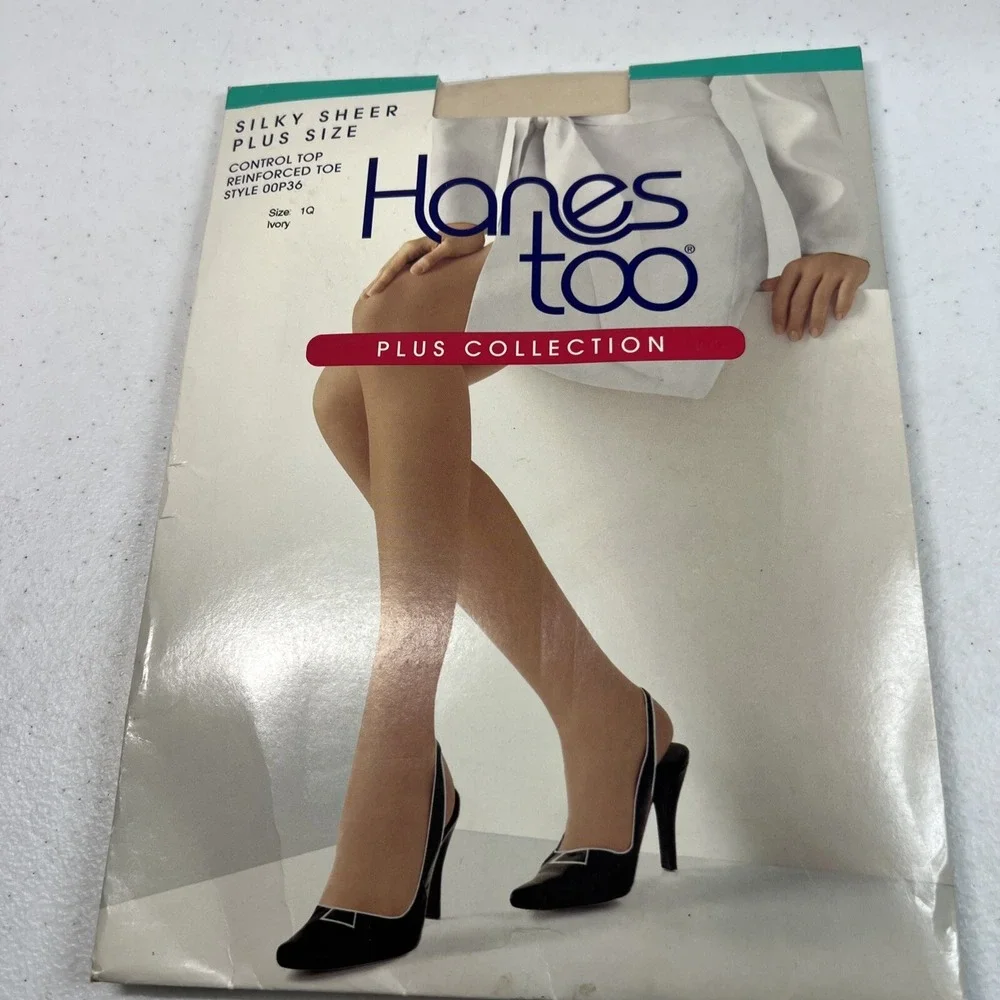 Hanes Too Silky Sheer Plus Ivory Size 1Q Control Top Style OOP36 New Old Stock